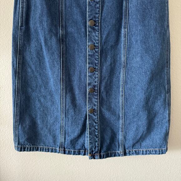 Old Navy Denim Jean Midi Skirt Buttons Sz 6 - Picture 4 of 5